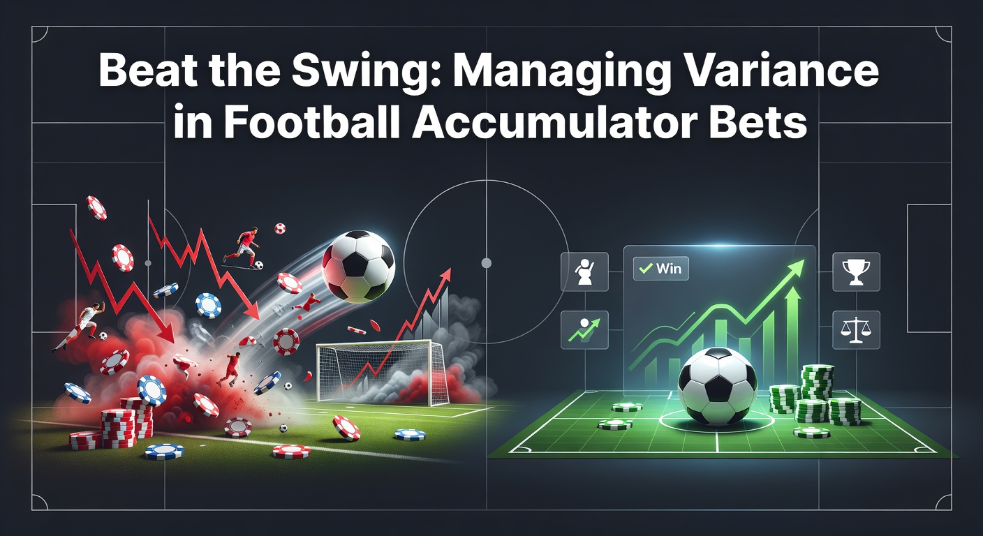 Graph showing the peaks and troughs of variance in a series of football accumulator bets over time, highlighting long losing streaks despite positive expected value
