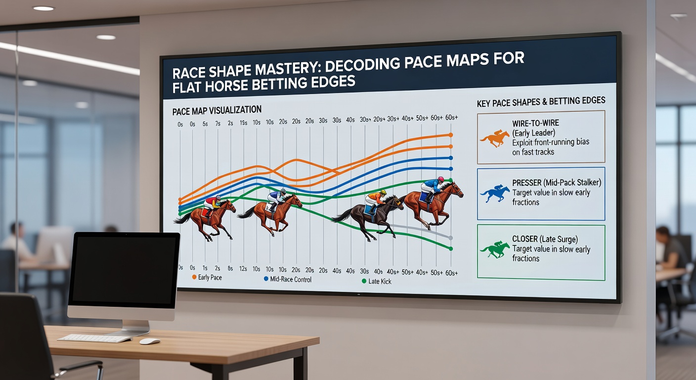 Detailed pace projection graph for a 6f flat sprint, showing projected early fractions, bias indicators, and historical win percentages for pace positions
