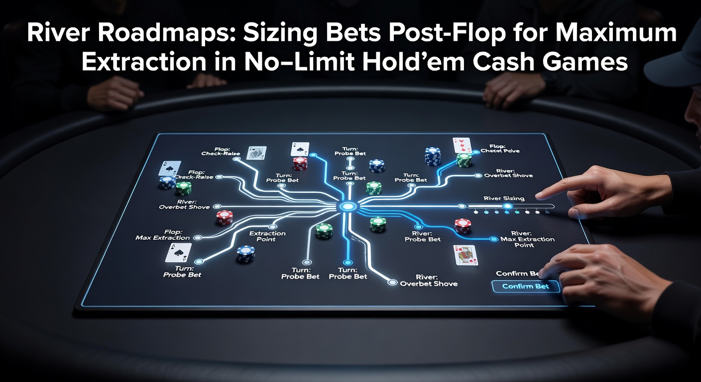 Visual roadmap showing river bet sizing charts and range visualizations for No-Limit Hold'em cash games