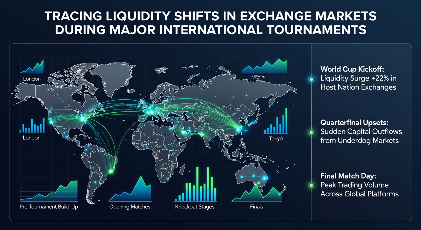 Chart displaying liquidity volume changes across betting exchange markets before and during major global tournaments